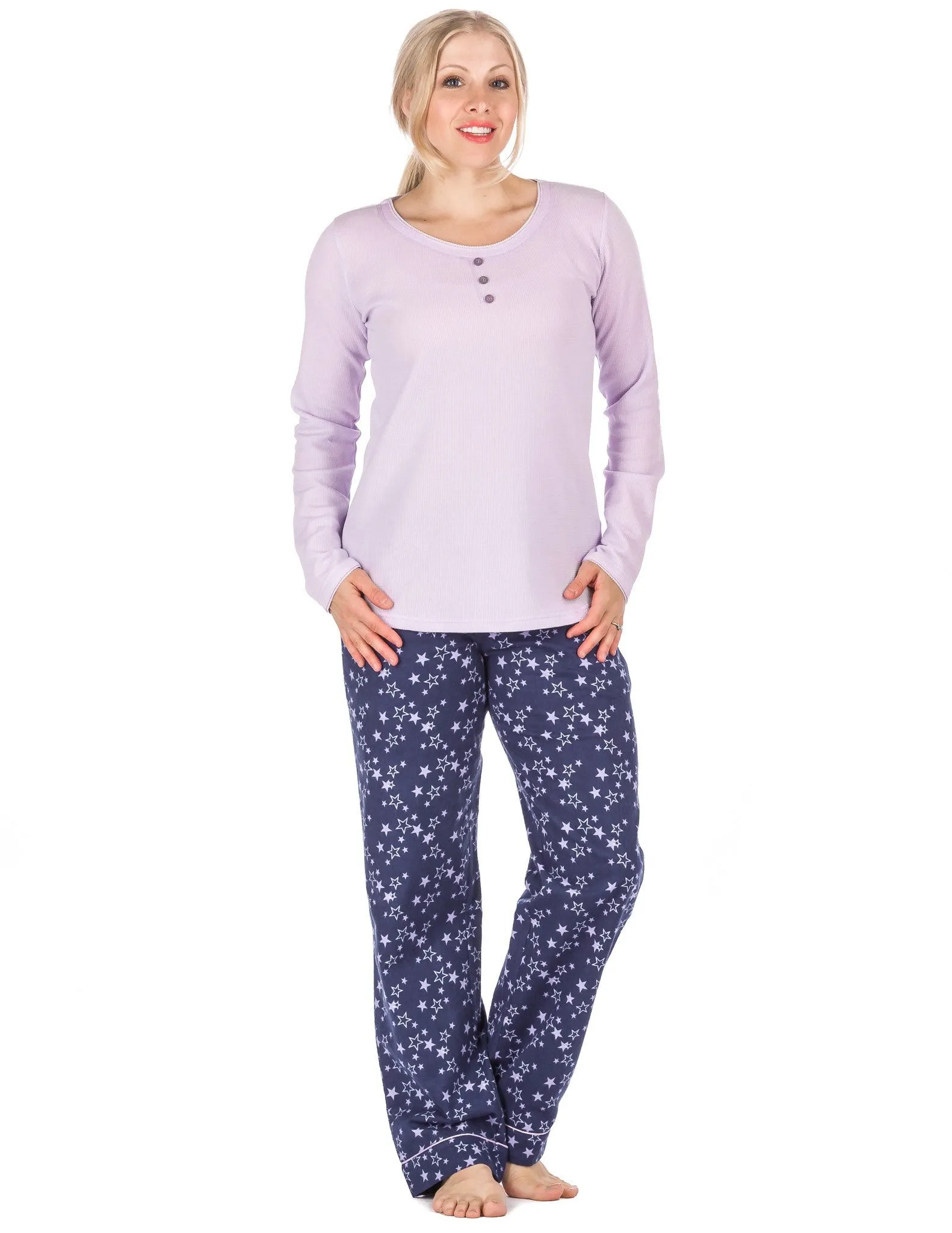 Womens Premium 100% Cotton Flannel Loungewear Set - Relaxed Fit