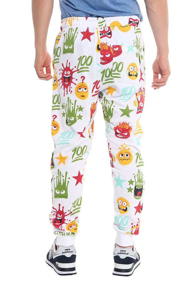 WTFLOL Emoji Print French Terry Jogger Pants