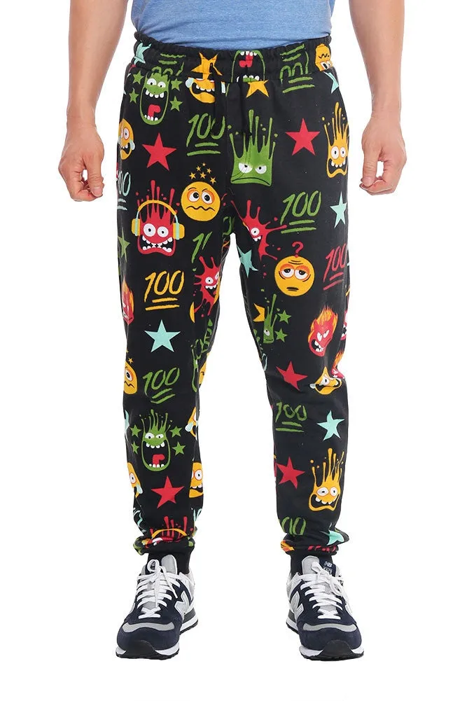 WTFLOL Emoji Print French Terry Jogger Pants