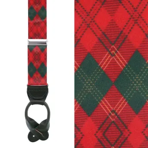 Yule Tartan Diamond Plaid Silk Button End Braces