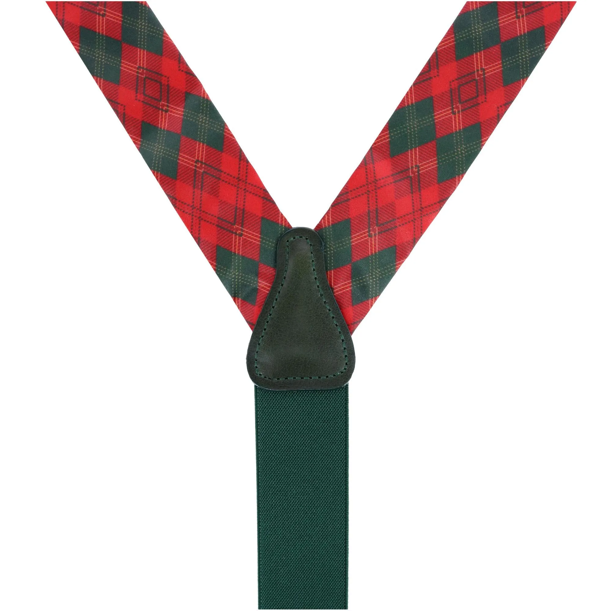 Yule Tartan Diamond Plaid Silk Button End Braces